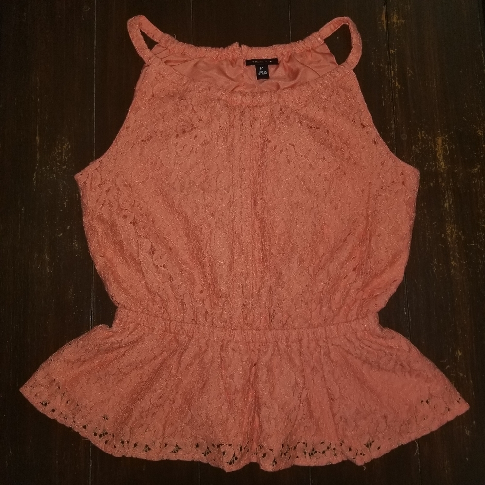 Nicole Miller Orange Lace Top